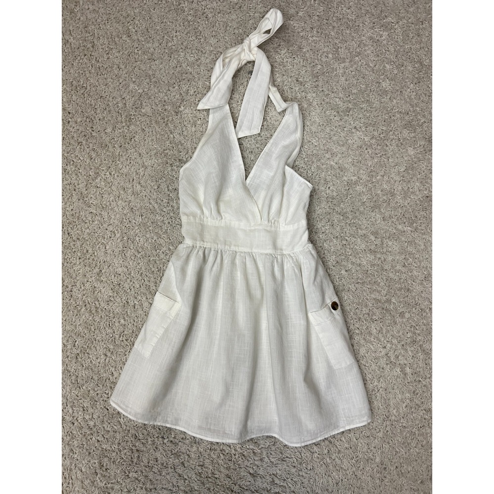 American Eagle Backless Halter Sundress Dress Womens XS‎ White Preppy Sorority